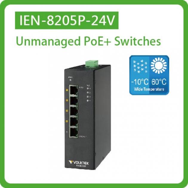 IEN-8205P-24V / UNMANAGED 4 X 10/100/1000 POE+ & 1 X 10/100/1000 RJ45 SWITCH, METAL 1