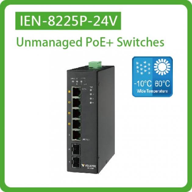 IEN-8225P-24V / UNMANAGED 4 X 10/100/1000 POE+ & 1 X 10/100/1000 RJ45 & 2 X GBE SFP SWITCH, METAL 1