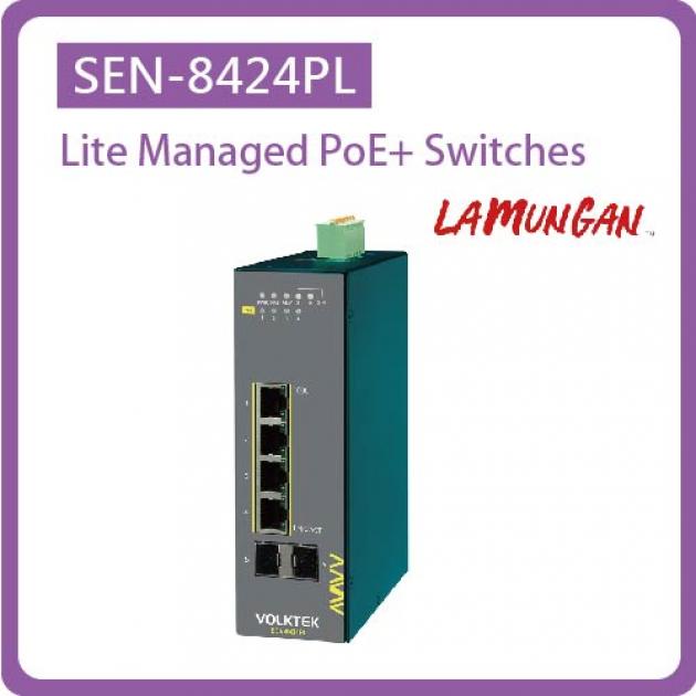 SEN-8424PL / LITE MANAGED 4 X 10/100/1000 POE+ & 2 X FX/GBE SFP SWITCH, ALUMINUM 1