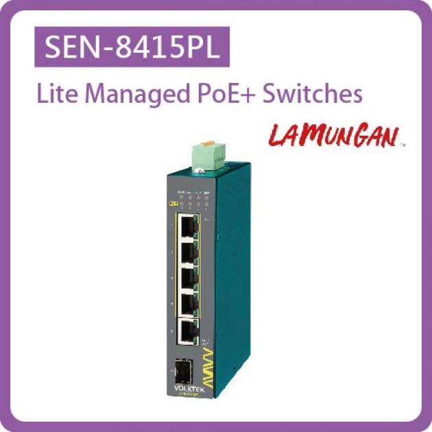 SEN-8415PL / LITE MANAGED 4 X 10/100/1000 POE+ & 1 X 10/100/1000 RJ45 & 1 X FX/GBE SFP SWITCH, ALUMINUM 1