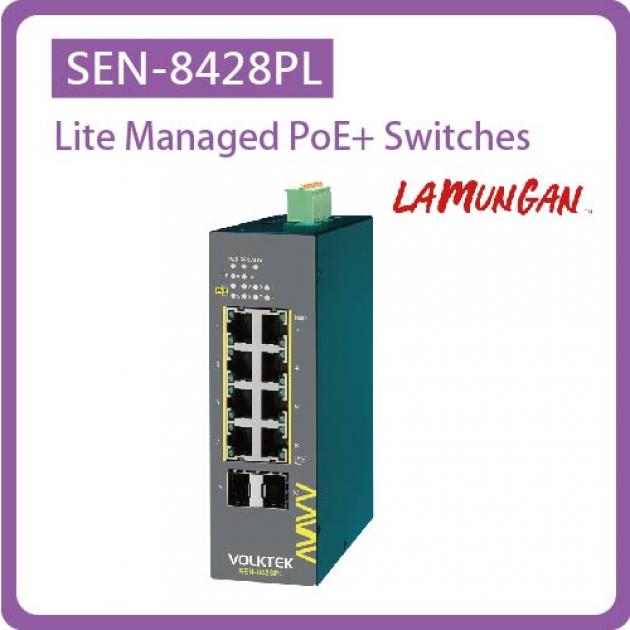 SEN-8428PL / LITE MANAGED 8 X 10/100/1000 POE+ & 2 X FX/GBE SFP SWITCH, ALUMINUM 1