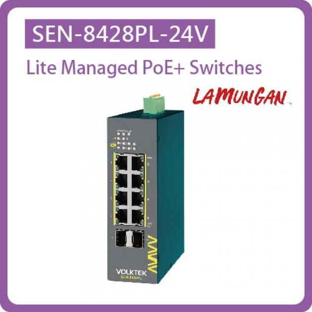 SEN-8428PL-24V / LITE MANAGED 8 X 10/100/1000 POE+ & 2 X FX/GBE SFP SWITCH, ALUMINUM 1