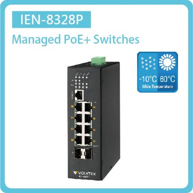 IEN-8328P / L2+ MANAGED 8 X 10/100/1000 POE+ & 2 X FX/GBE SFP SWITCH, METAL 1