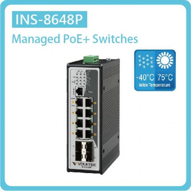 INS-8648P / L2+ MANAGED 8 X 10/100/1000 POE+ & 4 X GBE SFP SWITCH, ALUMINUM 1