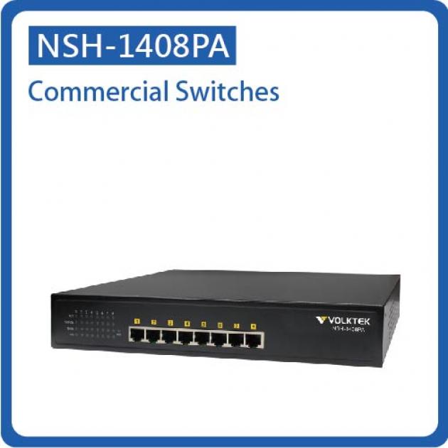 NSH-1408PA / UNMANAGED 8 X 10/100/1000 POE+ SWITCH, METAL 1