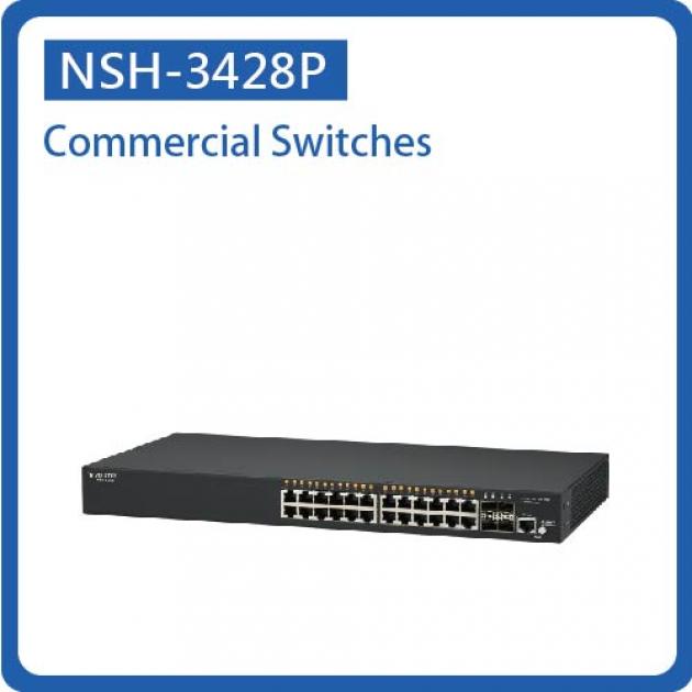 NSH-3428P / L2+ MANAGED 24 X 10/100/1000 POE+ & 4 X GBE SFP SWITCH, METAL 1