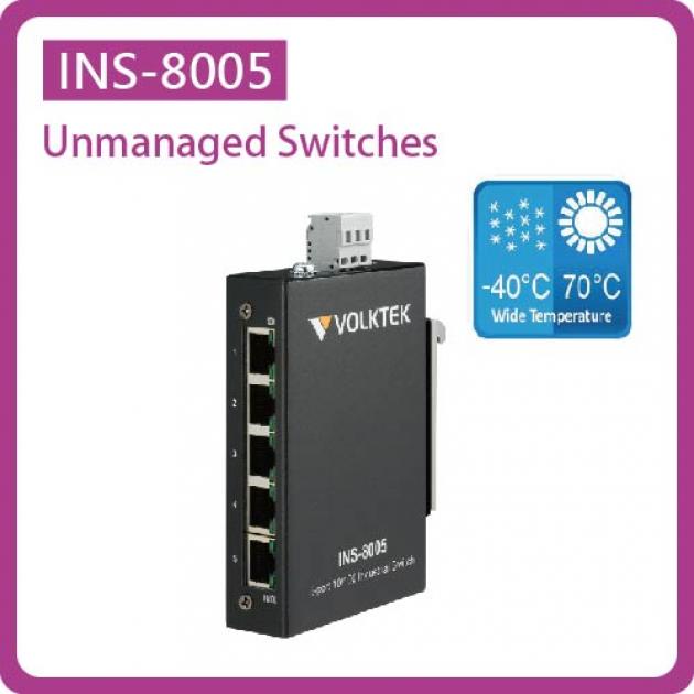 INS-8005 / UNMANAGED 5 X 10/100 RJ45 INDUSTRIAL SWITCH, ALUMINUM 1