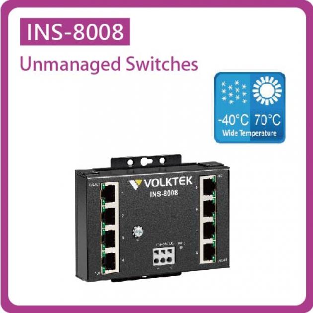 INS-8008 / UNMANAGED 8 X 10/100 RJ45 INDUSTRIAL SWITCH, ALUMINUM 1