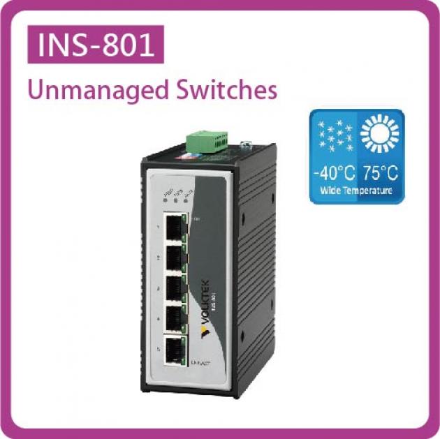 INS-801 / UNMANAGED 5 X 10/100 RJ45 INDUSTRIAL SWITCH, ALUMINUM 1