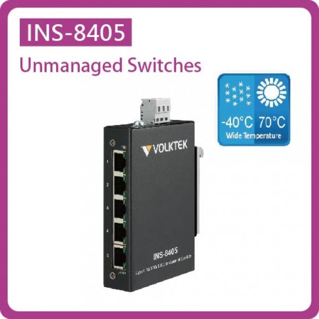 INS-8405 / UNMANAGED 5 X 10/100/1000 RJ45 INDUSTRIAL SWITCH, ALUMINUM 1