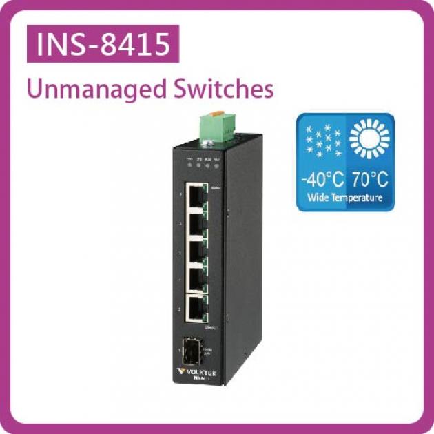 INS-8415 / UNMANAGED 5 X 10/100/1000 RJ45 & 1 X GBE SFP INDUSTRIAL SWITCH, METAL 1