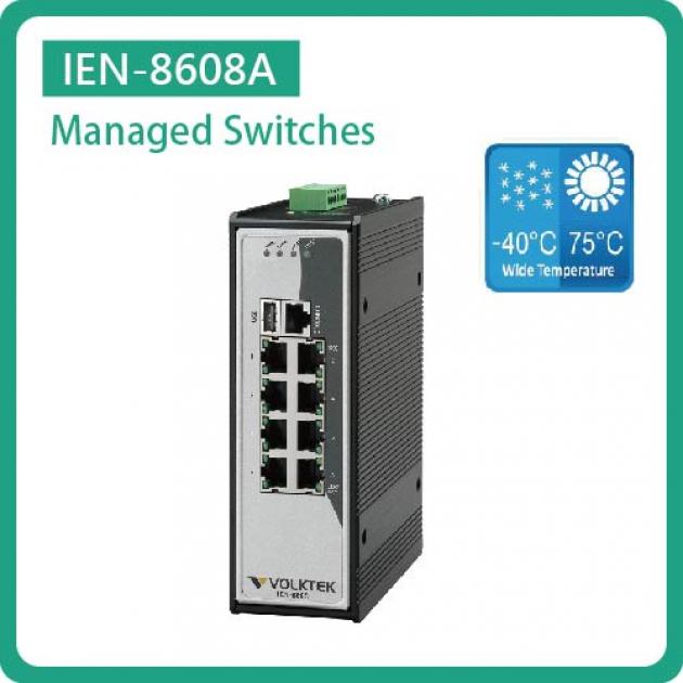 IEN-8608A / L2+ MANAGED 8 X 10/100/1000 RJ45 SWITCH, ALUMINUM 1