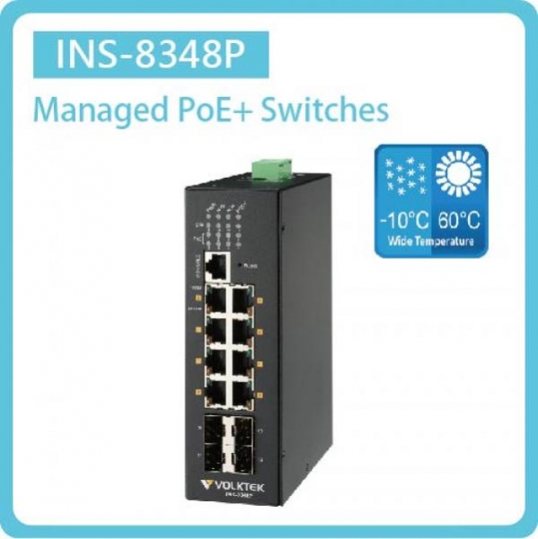 INS-8348P / L2+ MANAGED 8 X 10/100/1000 POE+ & 4 X GBE SFP SWITCH, METAL