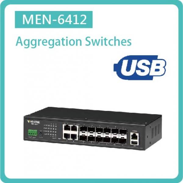 MEN-6412 / LAYER 2 + MANAGED AGGREGATION GIGABIT ETHERNET SWITCH 4 X FX/GBE SFP & 4 X 100/1000 RJ45 COMBO & 4 X GBE SFP
