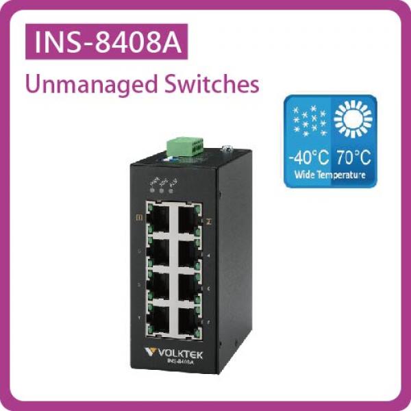 INS-8408A / UNMANAGED 8 X 10/100/1000 RJ45 INDUSTRIAL SWITCH, METAL