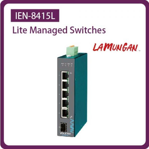 IEN-8415L / LITE MANAGED 5 X 10/100/1000 RJ45 & 1 X FX/GBE SFP INDUSTRIAL SWITCH, ALUMINUM